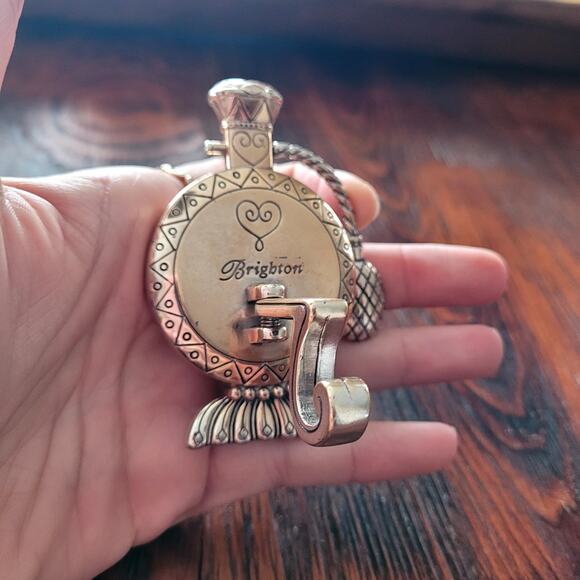 Brighton Perfume Bottle Clock Etched Silver Design Bottle Shaped - Picture 3 of 5